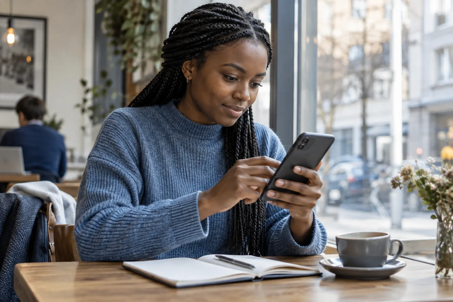 Suresse Direkt Bank Tagesgeld: Zinsen, Grenzen und Bedingungen Person prüft ihre Finanzen unterwegs am Smartphone.